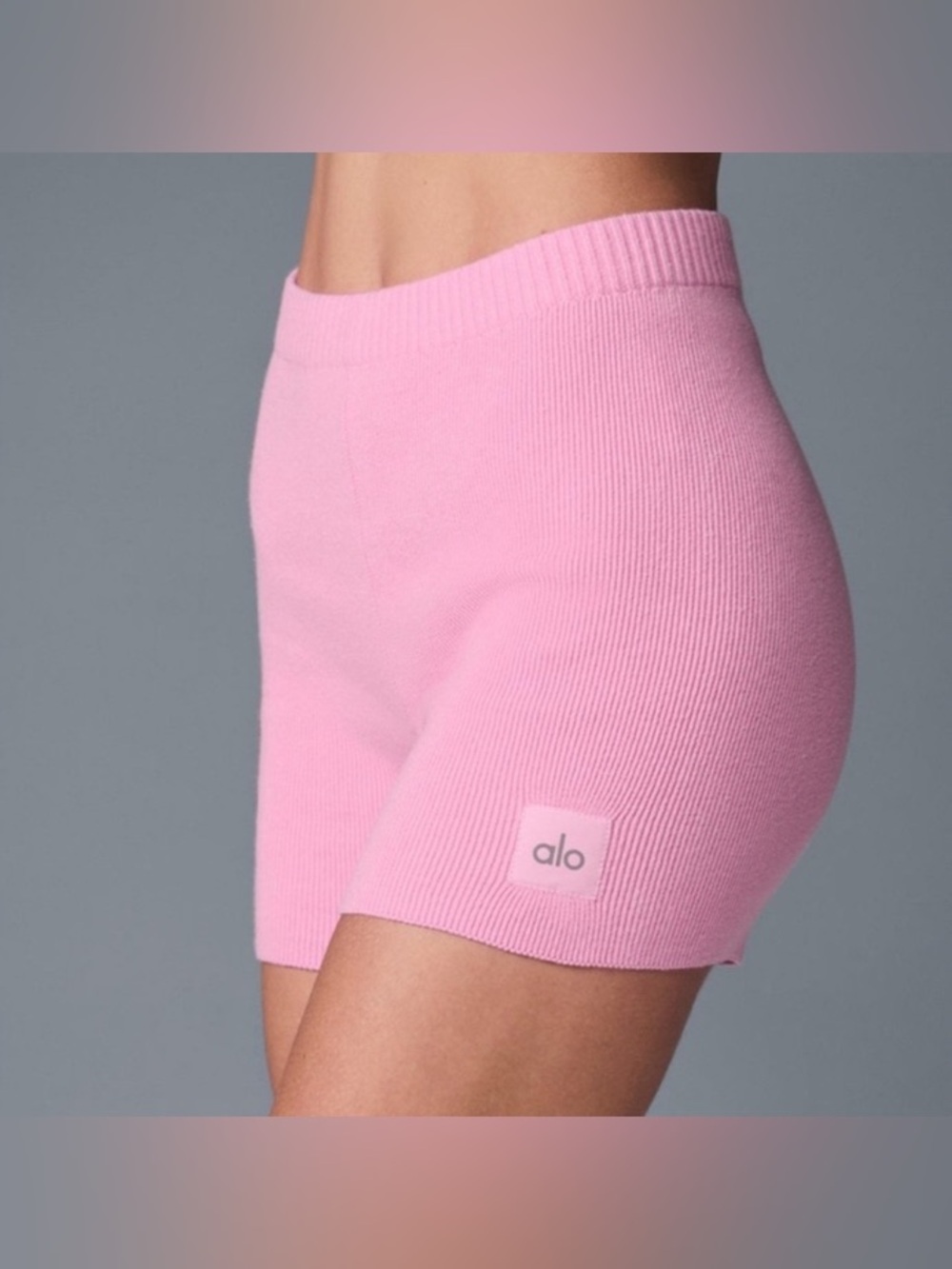 ALO Yoga Scholar Knit Ribbed High-Waist Short SWEET PINK SOLD OUT BNWOT MEDIUM